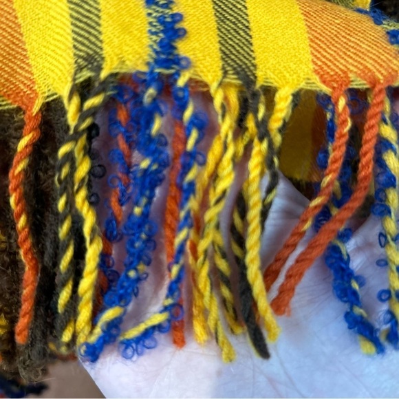 Kenzo Autumnal Textured Wool Blend Clueless Preppy, Gold, Pumpkin Orange Plaid - Picture 11 of 13